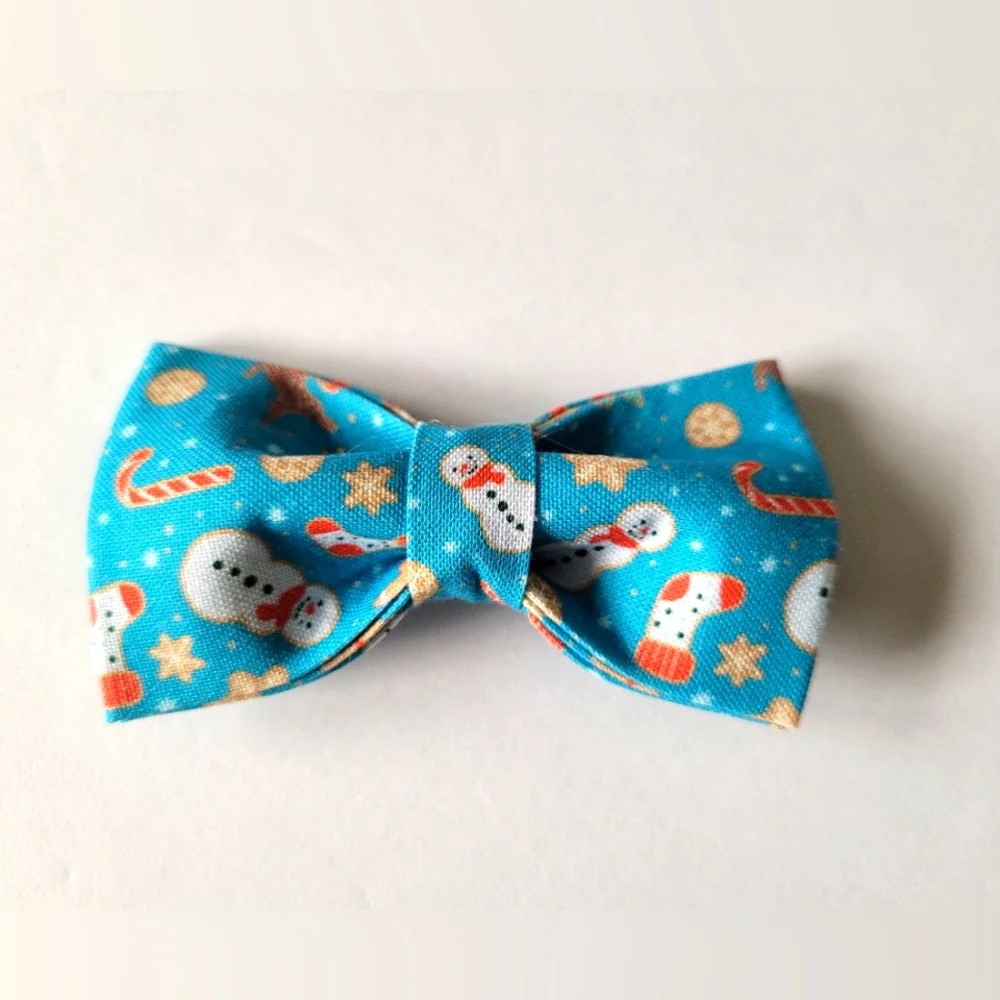 Lionet Paws Christmas Collar & Bow Tie  Blue Size XS